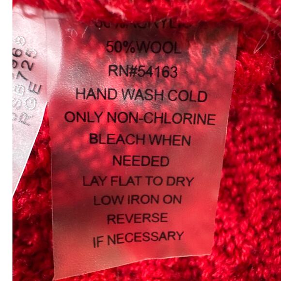 Calvin Klein Red Wool Blend Long Sleeve Pullover Knit Sweater Women Large - Picture 7 of 8
